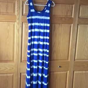 Bright blue and white Calvin Klein maxi dress